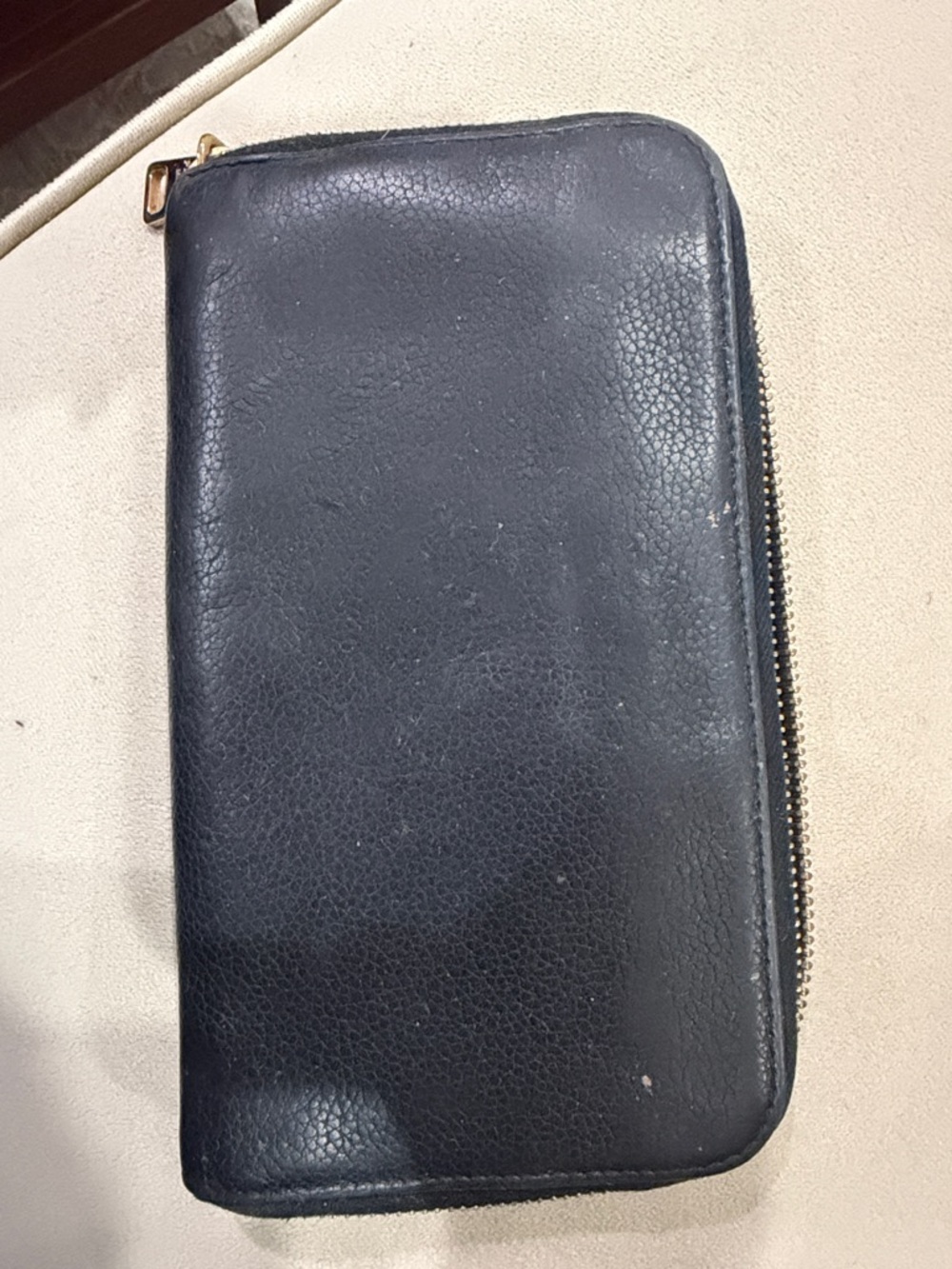 Prada Black Pebbled Leather Zip-Around Wallet with Gold Logo - Picture 3 of 4